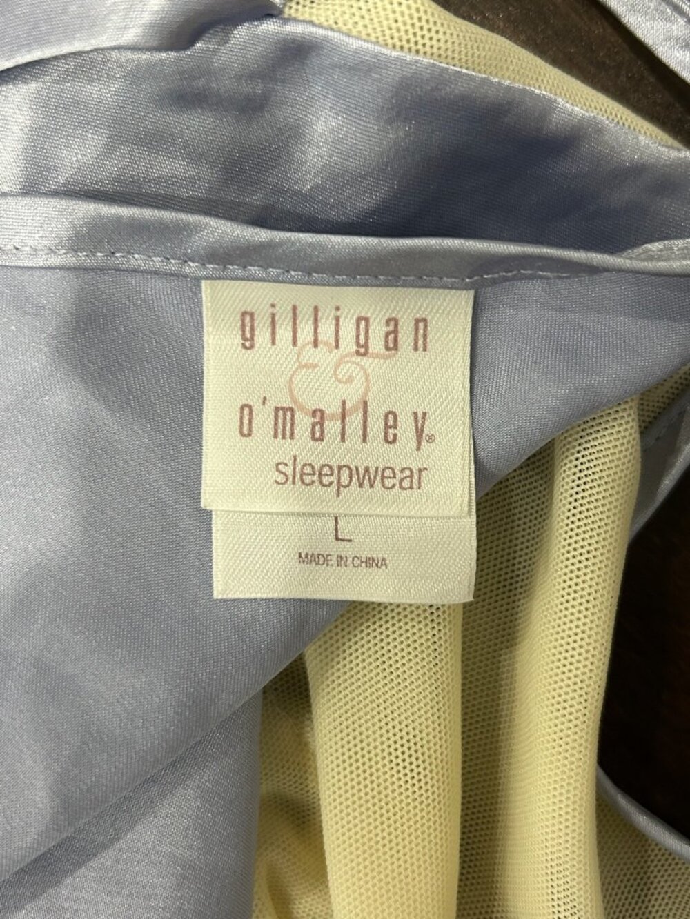 Vintage Gilligan & OMalley Large Lace Satin Nightgown Blue Ivory Elegant Dress - Picture 5 of 9